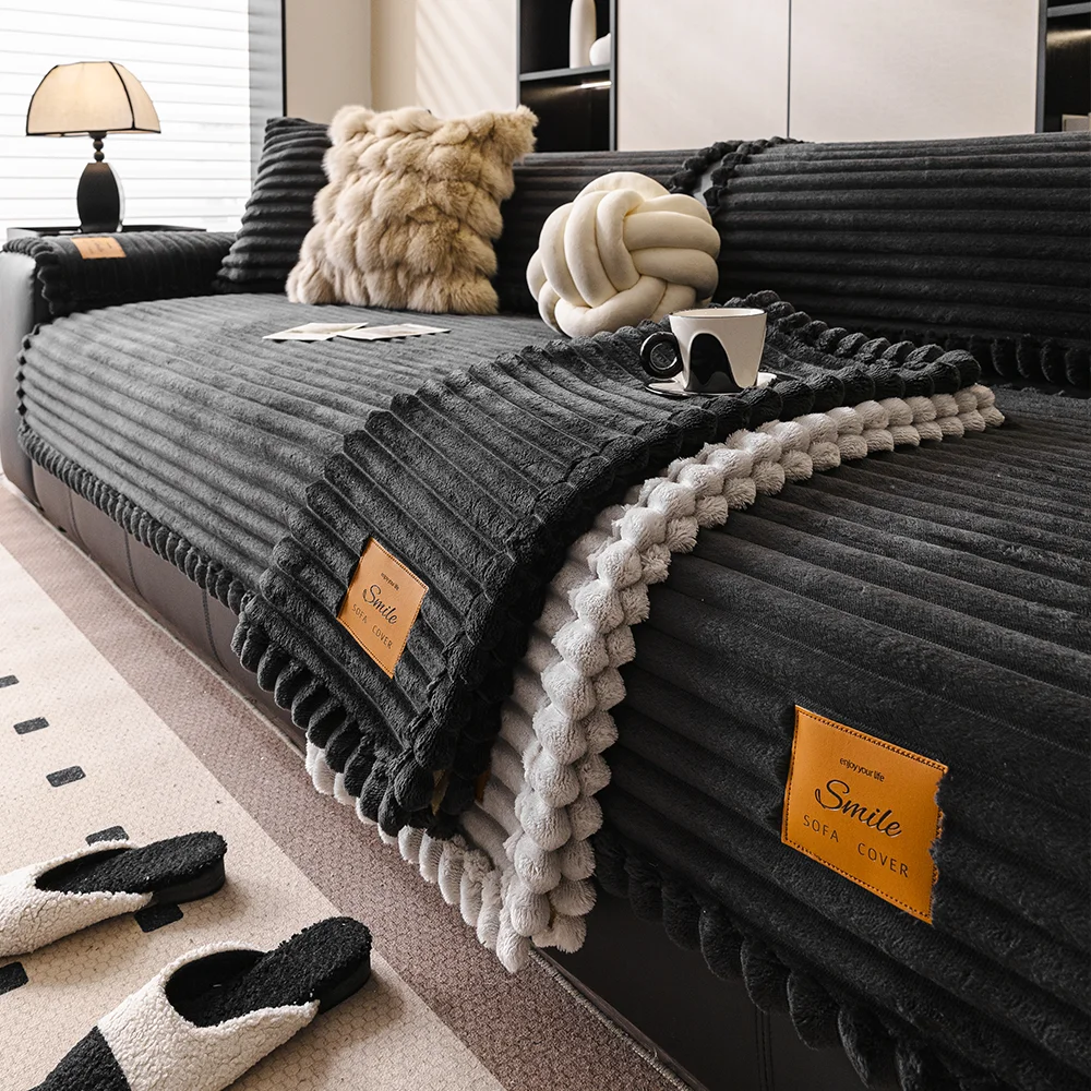 Outdoor Furniture No Cushions - Gestreept pluche kussen voor de bank,
