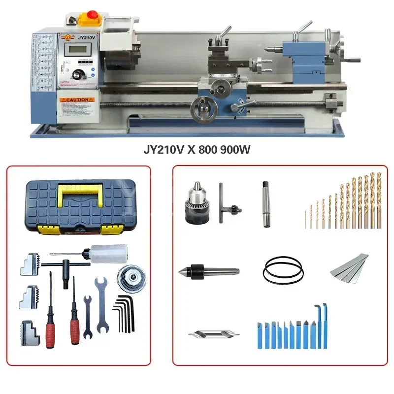 Maquinaria multifuncional, torno de processamento de metal, alta precisão, pequena casa, carpintaria, perfuração, fresadora // JY210V-800