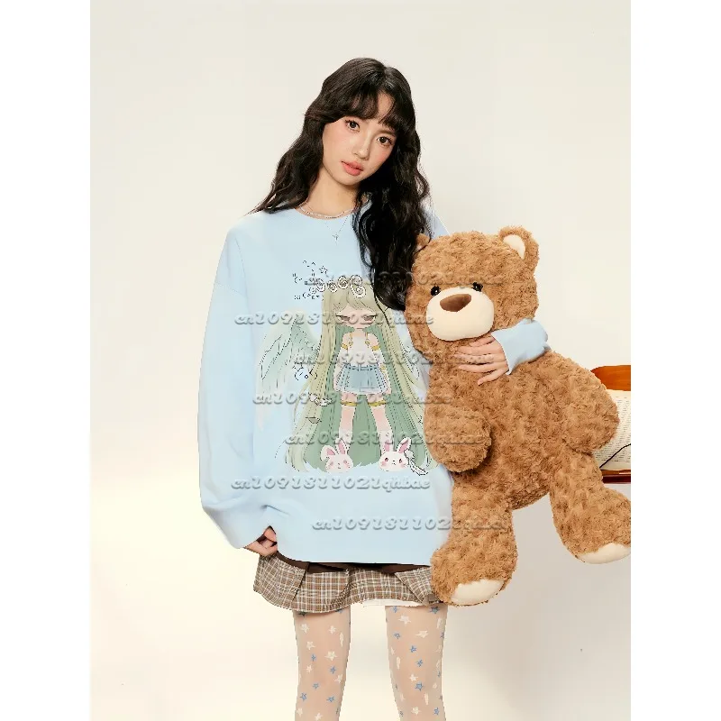 

Japanese Sweet Anime Girl 3D Printed Long Sleeved T-shirt for Women, Versatile, Simple, Loose, Quick Drying Top, Trendy