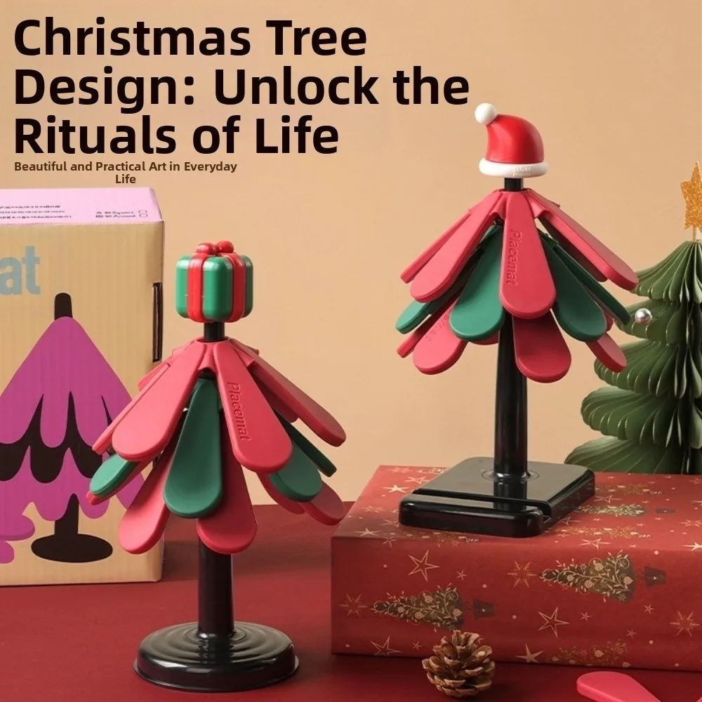 

Non-slip Silicone Insulation Pad Suction Cup Base Easy To Clean Heat Resistant Trivet Anti Scald Christmas Tree Shape