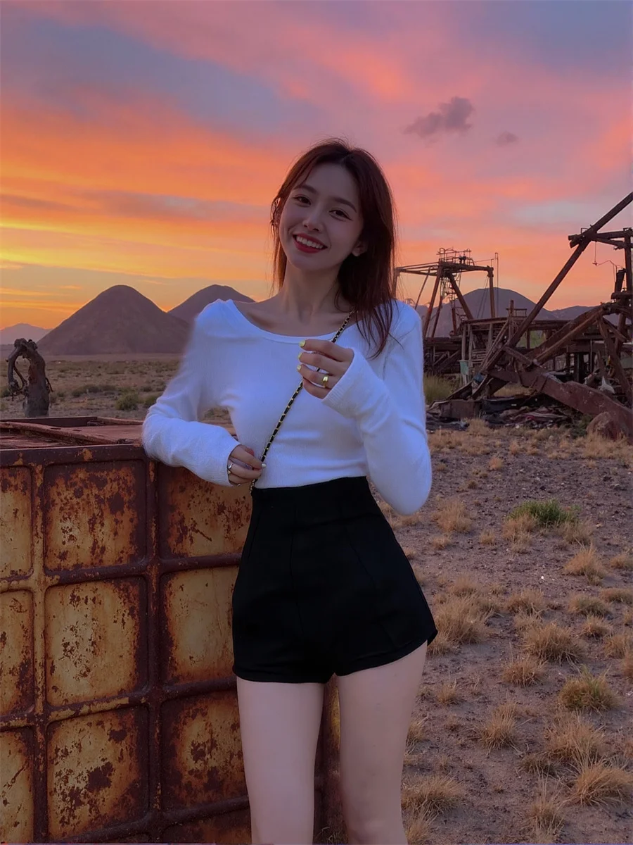 

Сексуальные свободные шорты с высокой талией, элегантная женская одежда, весенняя флокированная свободная одежда для езды на велосипеде, бега, спортивная офисная одежда