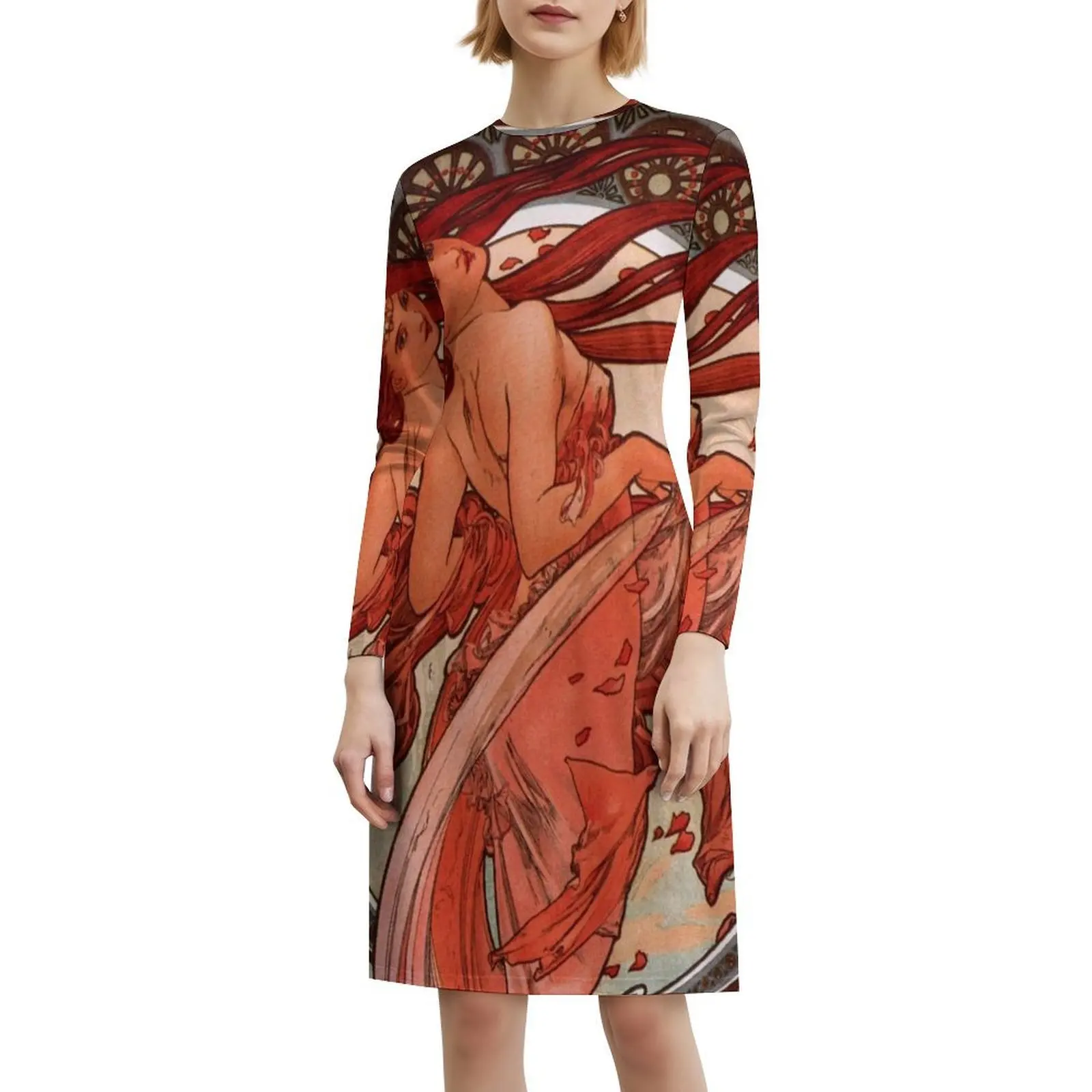 فستان حفلات أنيق للسيدات من ألفونس موكا فستان على شكل حرف A مع خيارات قصيرة/طويلة/بدون أكمام فن الرقص نوفو ألفونس #6