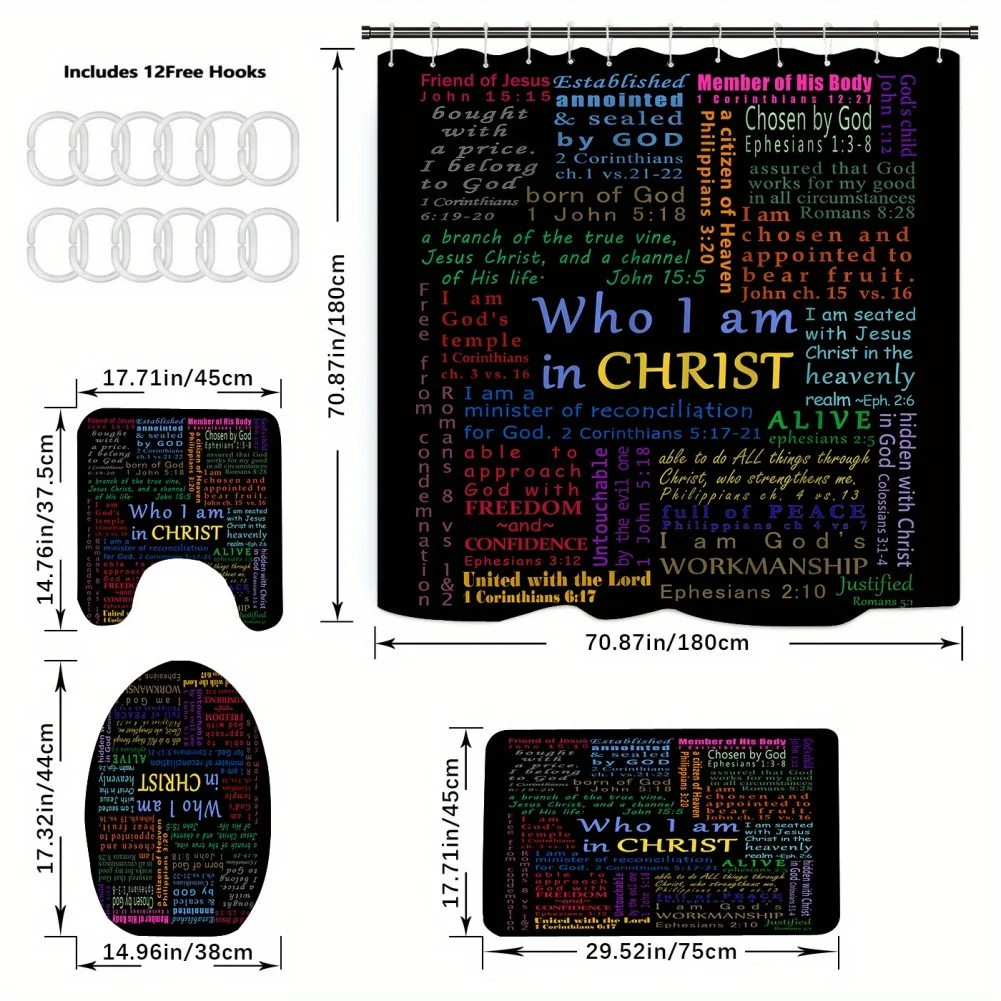 4 قطعة مجموعات ستائر الحمام دش مقاوم للماء مع حصيرة حمام الركيزة حصيرة غطاء غطاء المرحاض 12 الطوقوف مجموعات آلة قابل للغسل