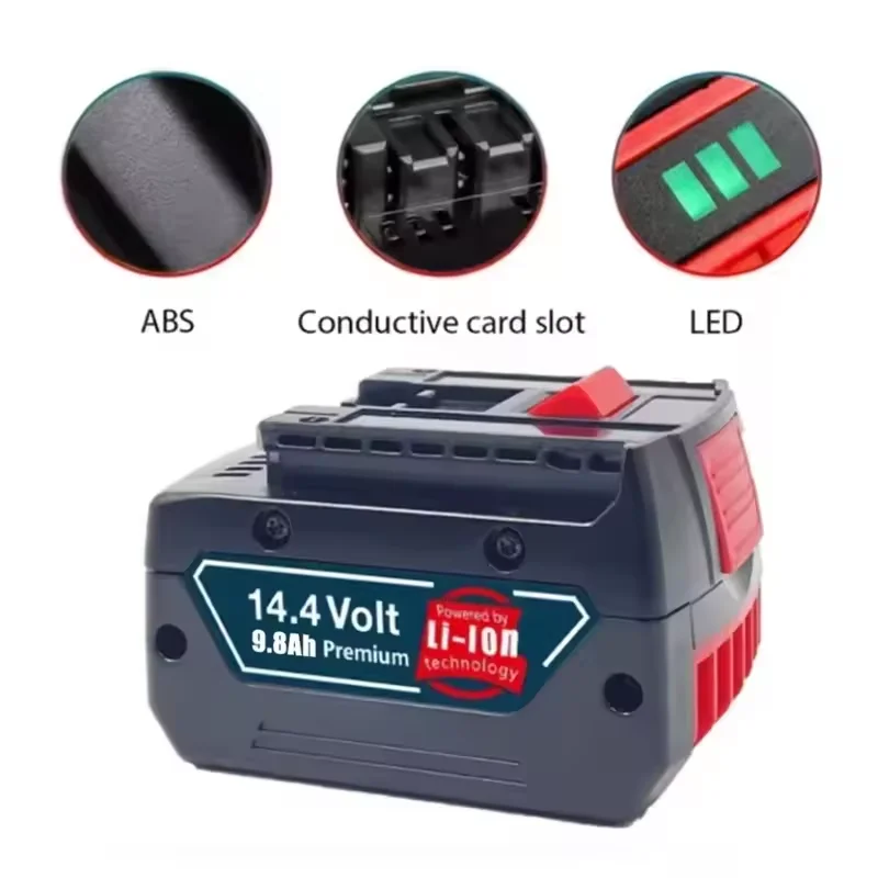 2025 High Capacity 14.4V 10Ah Rechargeable Lithium Battery Pack for Bosch Cordless Drill Screwdrivers BAT607, BAT607G, BAT614 G