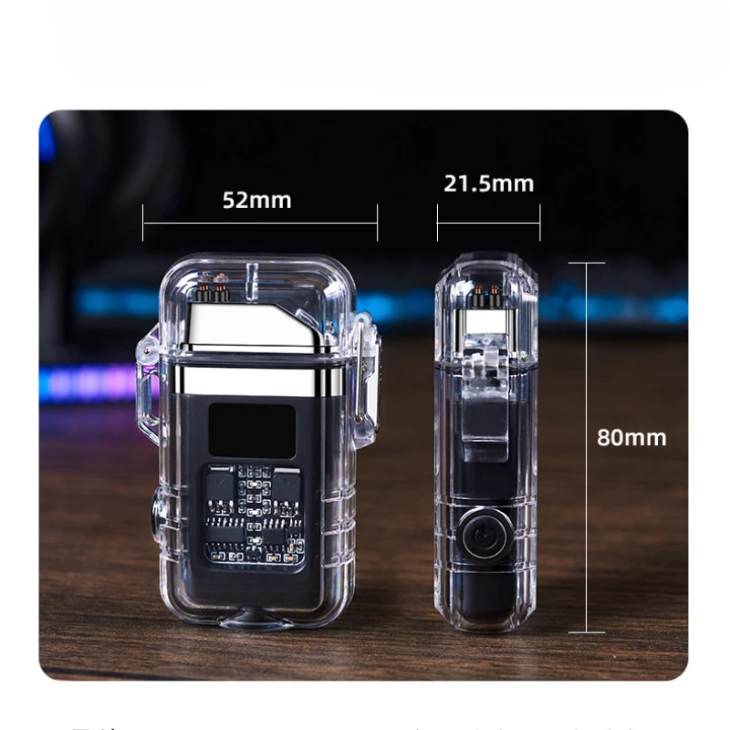 Waterproof And Windproof USB Rechargeable Dual Arc Plasma Pulse Lighter Flameless Battery Display Electric Lighter High-End Gift