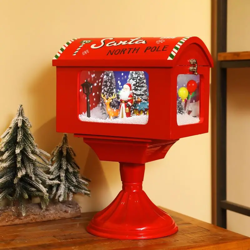 Christmas decorations, creative mini mailboxes, snow electric music lights, shopping malls, supermarkets, red set props