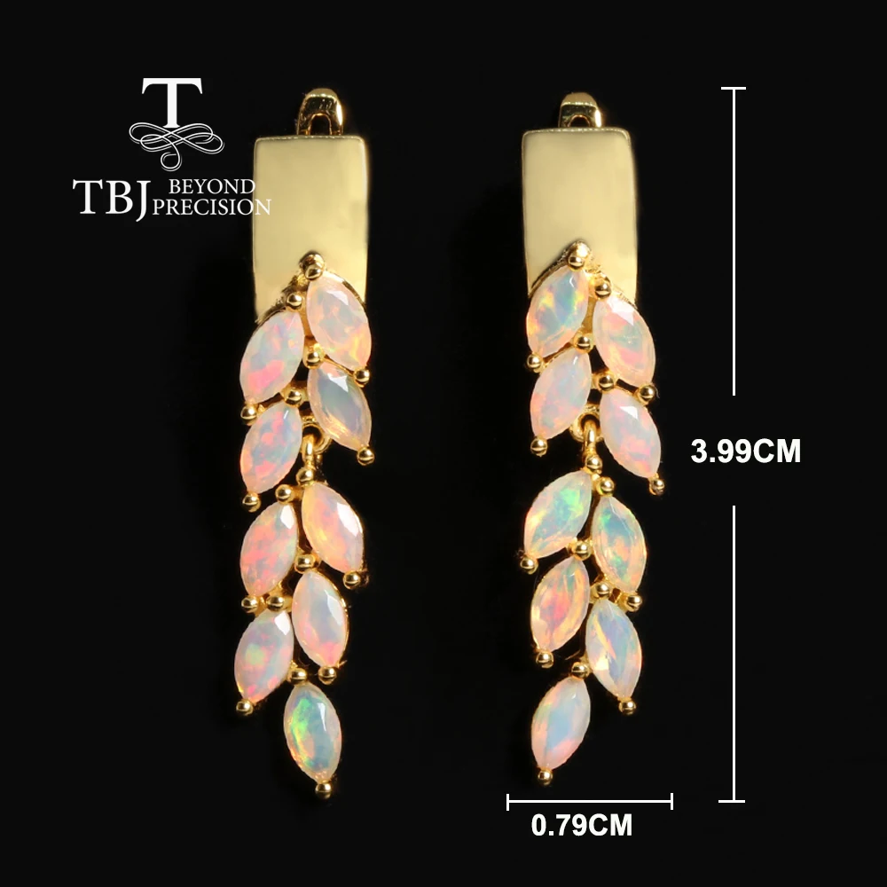 2026, Luxury design October Birthstone Natural Opal 18K yellow silver Ring Earrings jewelry set Women's anniversary wedding gift - view 5