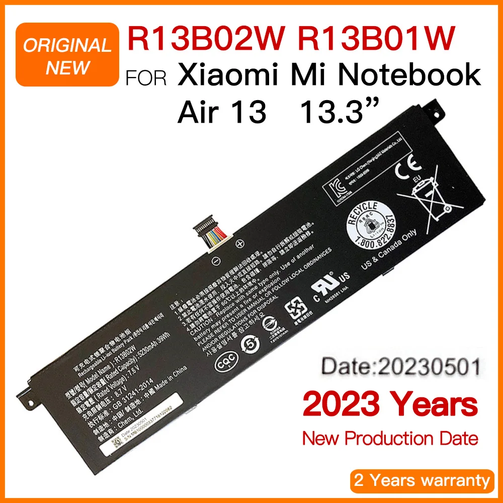 100% New R13B01W R13B02W Laptop Battery For Xiaomi Mi Air 13.3