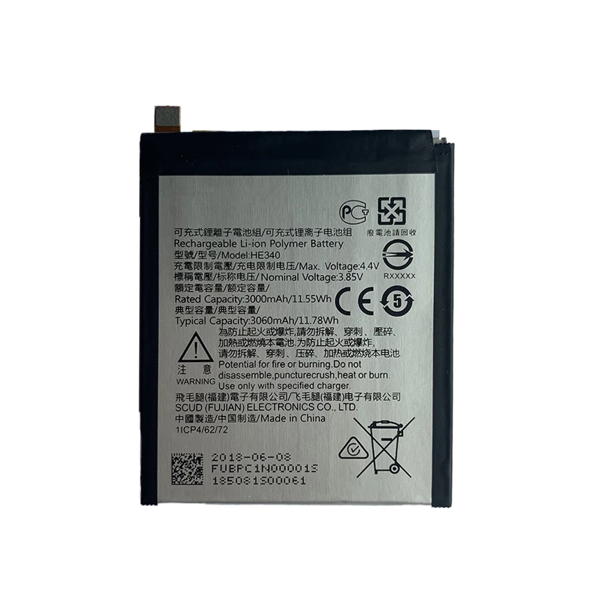 100% Original HE340 Phone Battery For Nokia 7 .1 / X6 2018 6.1 Plus / TA-1100 TA-1096 TA-1095 TA-1085 / 5.1 Plus HE342 Batteries