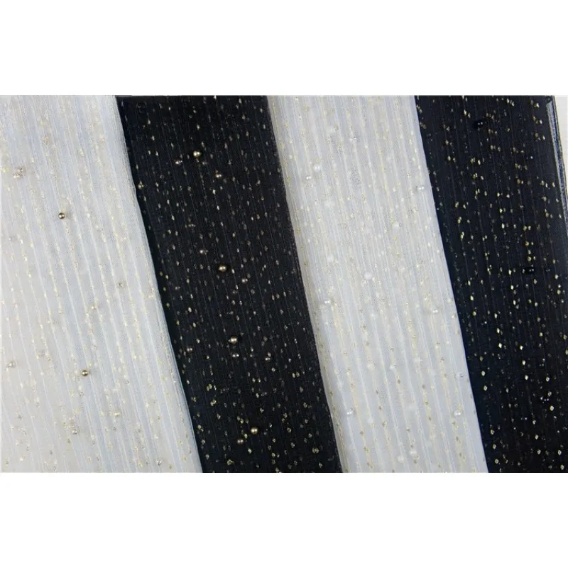 Mistlace  Beaded Lace Dot Tulle Fabric 100% Polyester Hexagonal Mesh With Gold Silver Pearl Beads for Wedding Dress Veil ML271