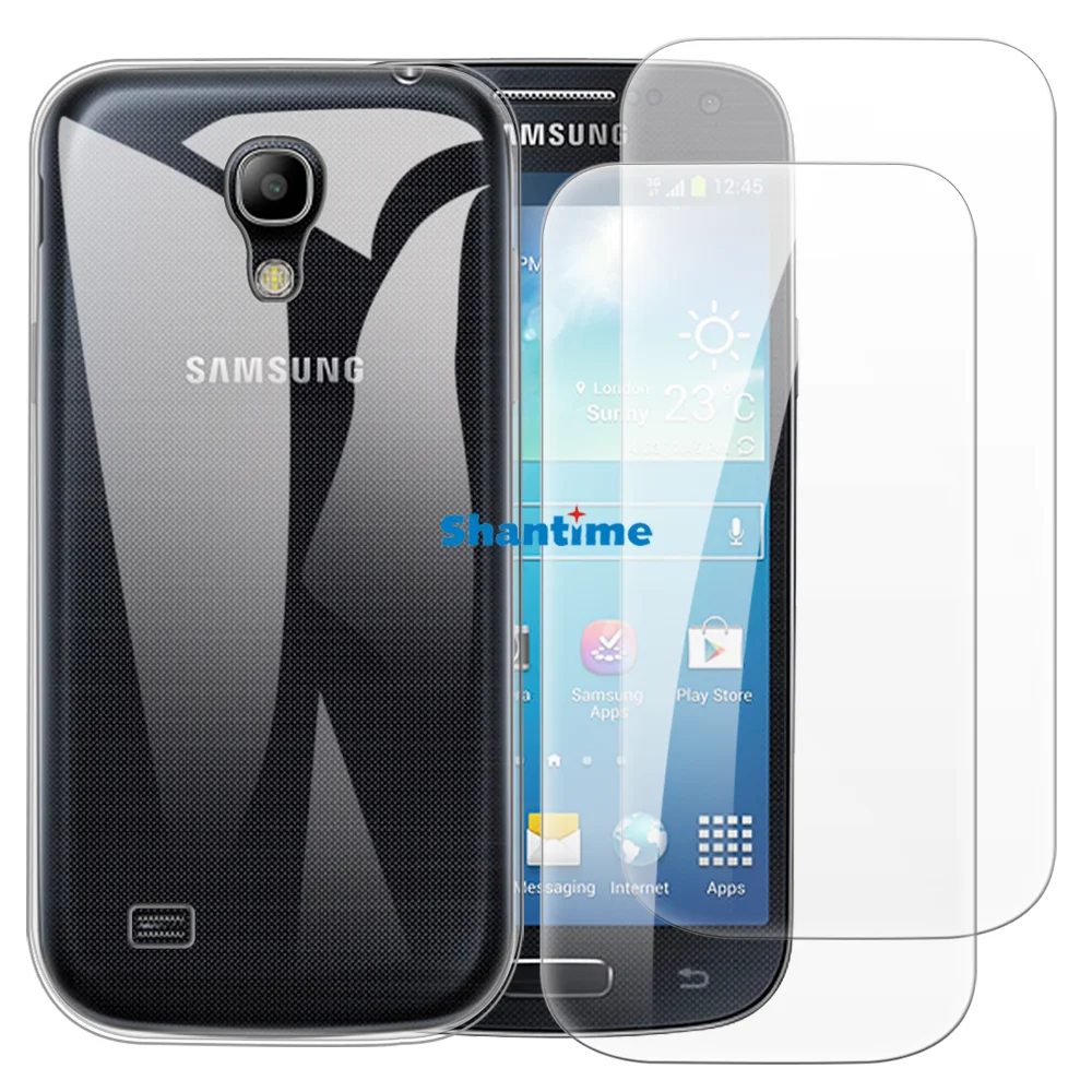 

Soft Case + 2 Pack Tempered Glass Screen Protectors for Samsung Galaxy S4 Mini, i9190, mini Plus, Mini Duos, Mini AT&T Full-Body