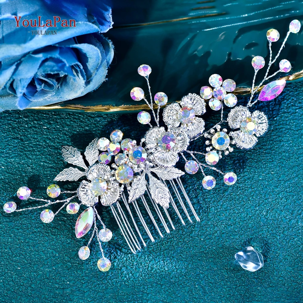 

YouLaPan Shiny Rhinestone Hair Comb Wedding Bridal Headwear Holiday Gift Women Banquet Party Headdress Handmade Headpiece HP925