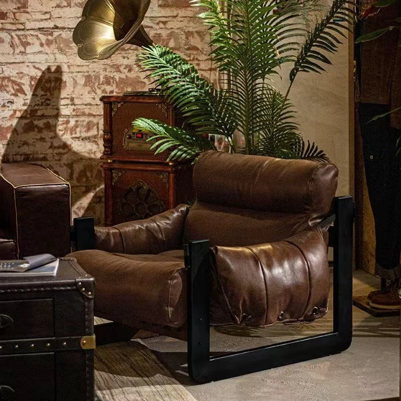 

Single sofa chair household living room light luxury retro leisure can lie lazy