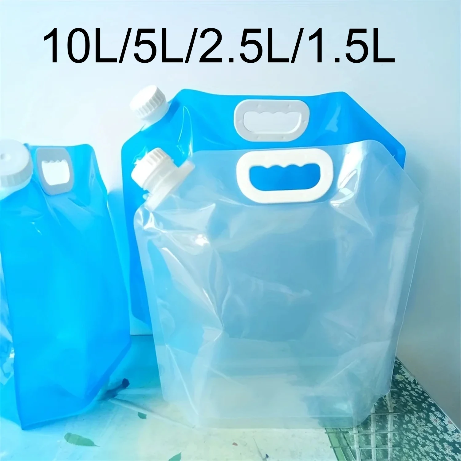 1.5L/2L/5L/10L Collapsible Water Storage Jug Bag for Outdoor Camping Hiking Emergency Survival - Portable Water Container