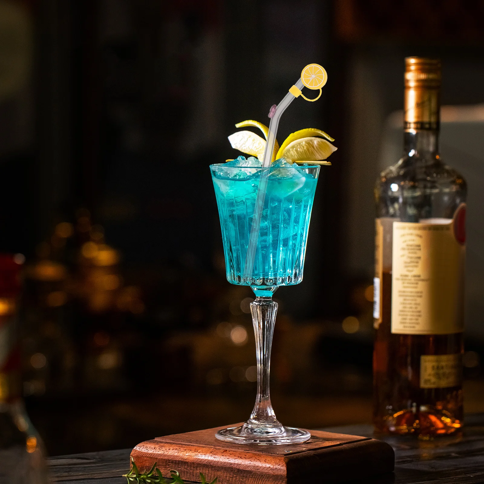 

12pcs Lemon Straw Cap Reusable Pvc Straw Topper Cute Fruit Cover For Tumblers Dust Protection Drinking Supplies Kitchen Bar