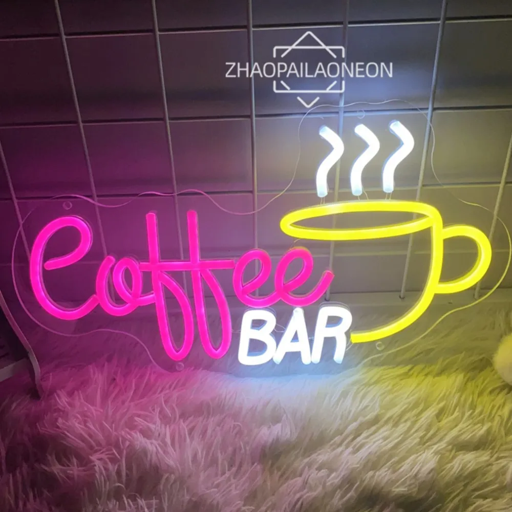 

Neon Led Signs Coffee Bar Neon Light Wall Art Decoration Cup Restaurant Decor Led Light Business Signboard Led Lamp Welcome USB