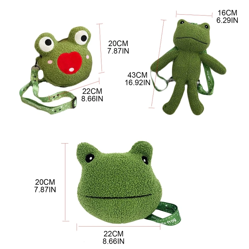 New Funny Frog Shoulder Bag Lady Cute Cartoon Doll Plush Mobile Phone Bag Women Coin Purse