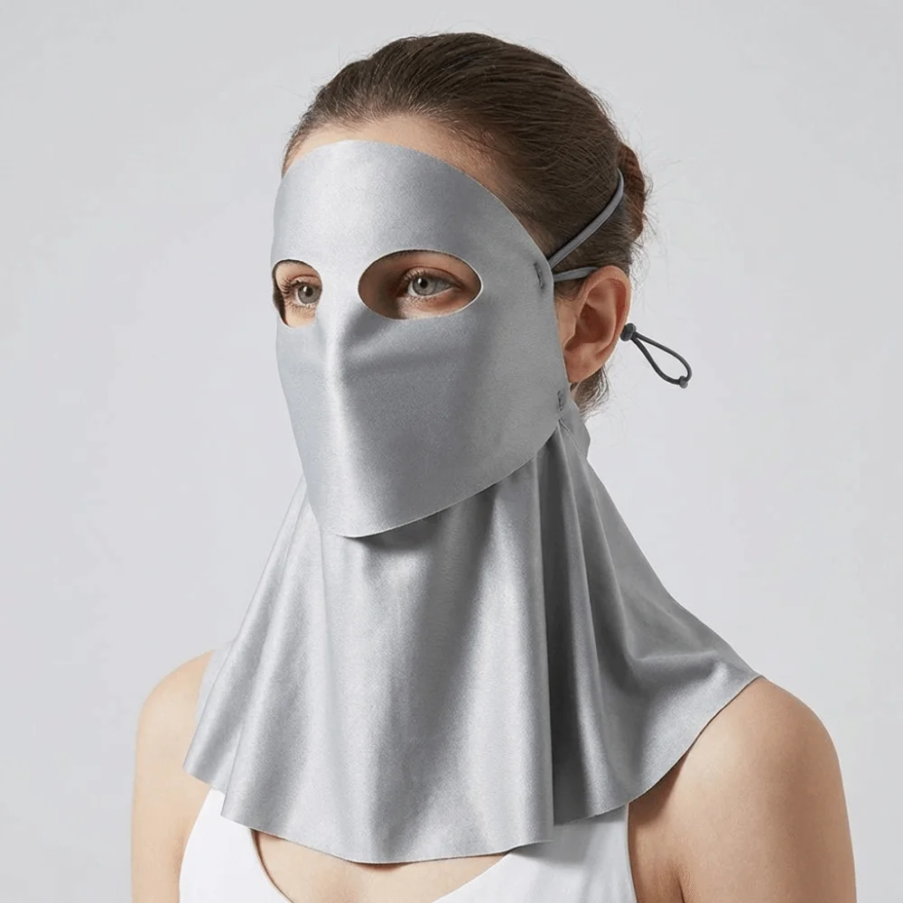 Simple Sun Protection Ice Silk Face Veil Solid Color Eye Corner Protection Sunscreen Mask Face Cover Polyester Neck Wrap Sports