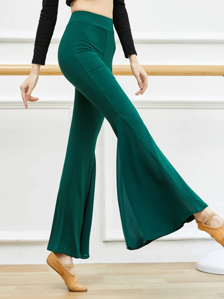 Solid Color Modern Dance Belly Costume Luxury Women's Elegant Pants Party Latin Slim Fit Street Young Girls Flare Trousers