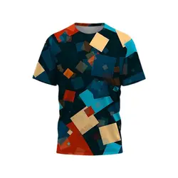 Fashion Personality Taste Color Printed Men's Sports Daily Loose Quick Drying Round Neck Short Sleeve Comfortable T-shirt Top 3D