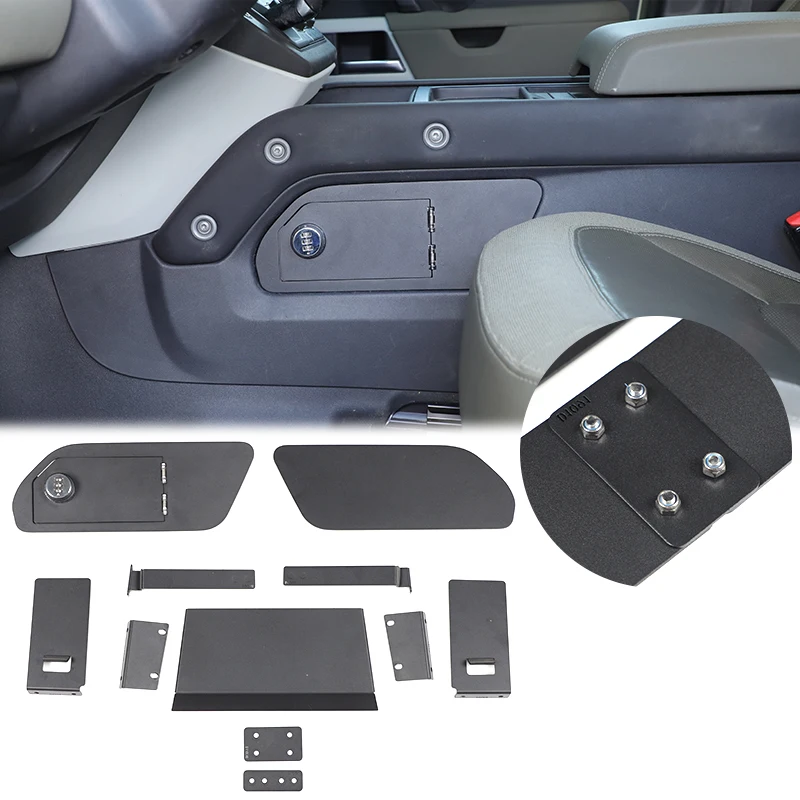For Land Rover Defender 90 110 130 2020-2024 aluminum alloy car center control lower layer Password Lock Safe Box Accessories
