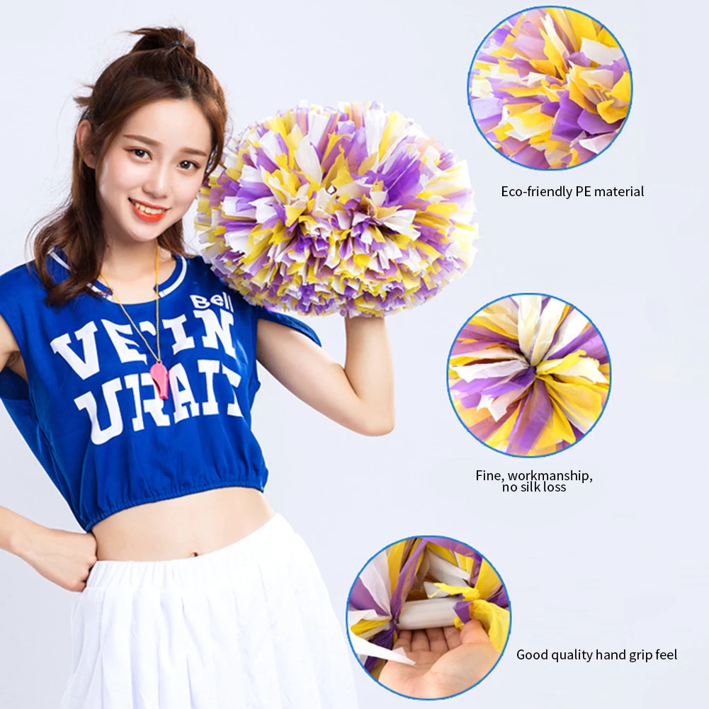 

Plastic Handle Metallic Streamer Pompoms Cheerleading Cheering Pom Pom Ball Cheering Dance Decorator Club Sport Supply