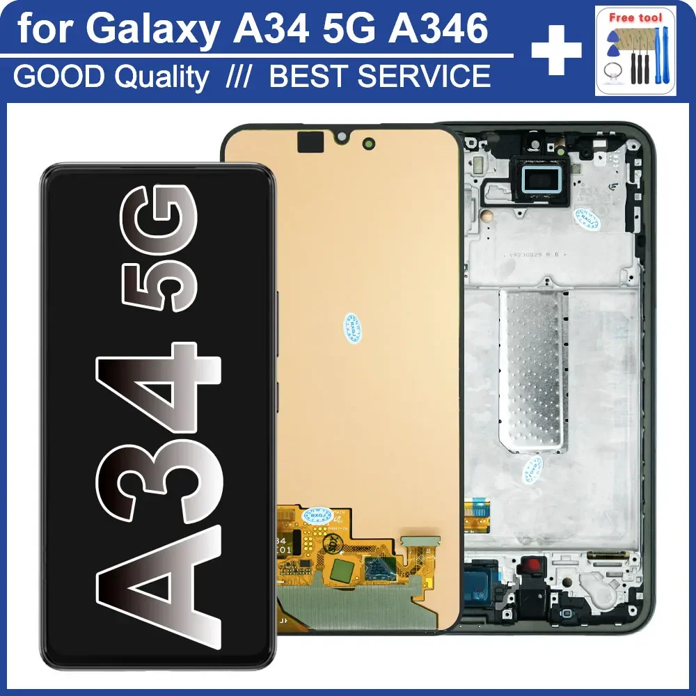 Amoled lcd para samsung galaxy a34 5g tela a346 a346e a346b a346m display lcd de toque digitador substituição para samsung a346 lcd