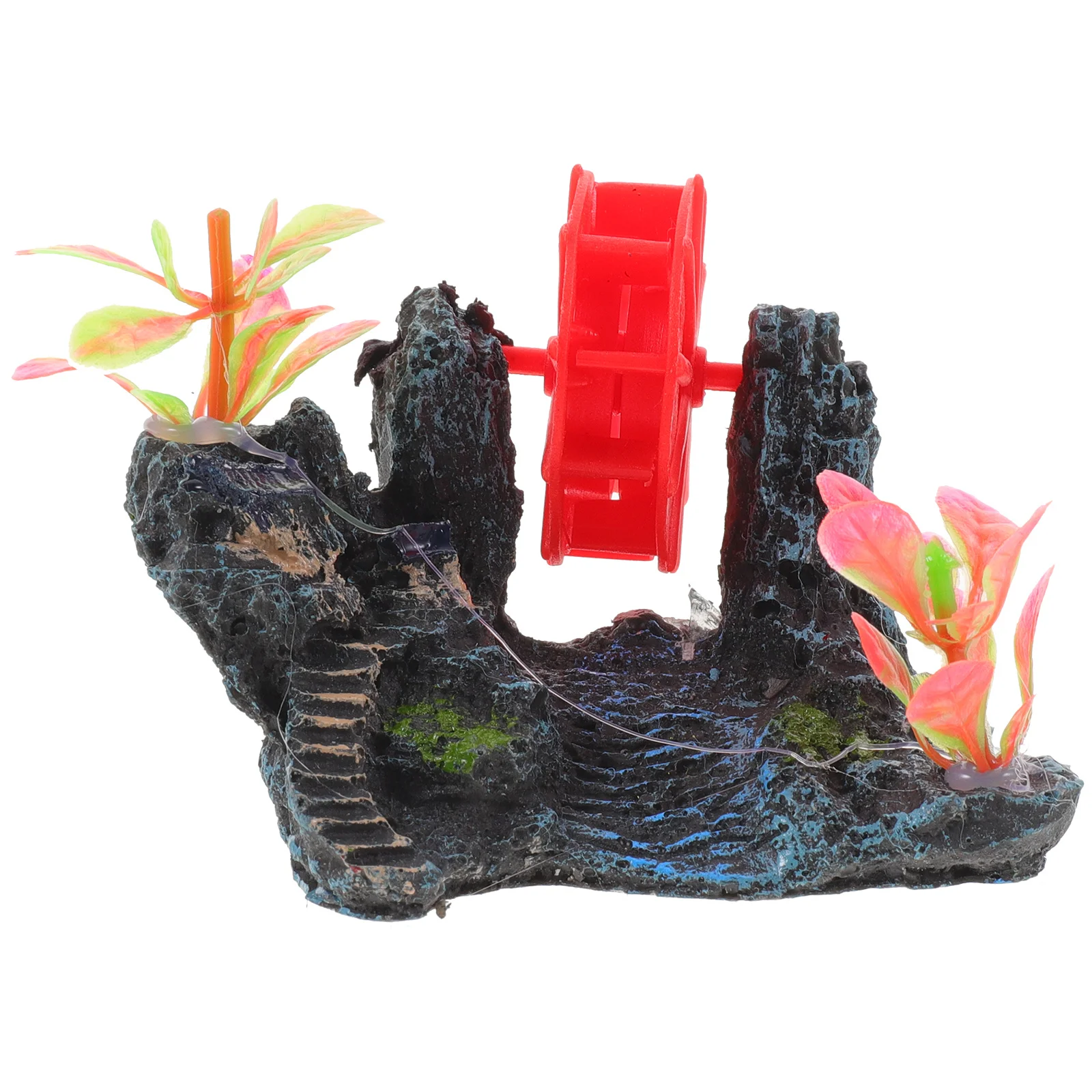 

Rockery Fish Tank Aquarium Mountain Simulation Natural Landscape Decoration Water Wheel Hideout Durable Resin Fish Tank Rockery