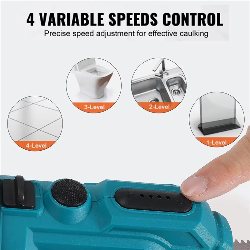 【Space-Saving】Lithium Battery Electric Caulking Gun 4 Speeds Wireless Glass Glue Gun Doors Windows Filling Sewing Gun For