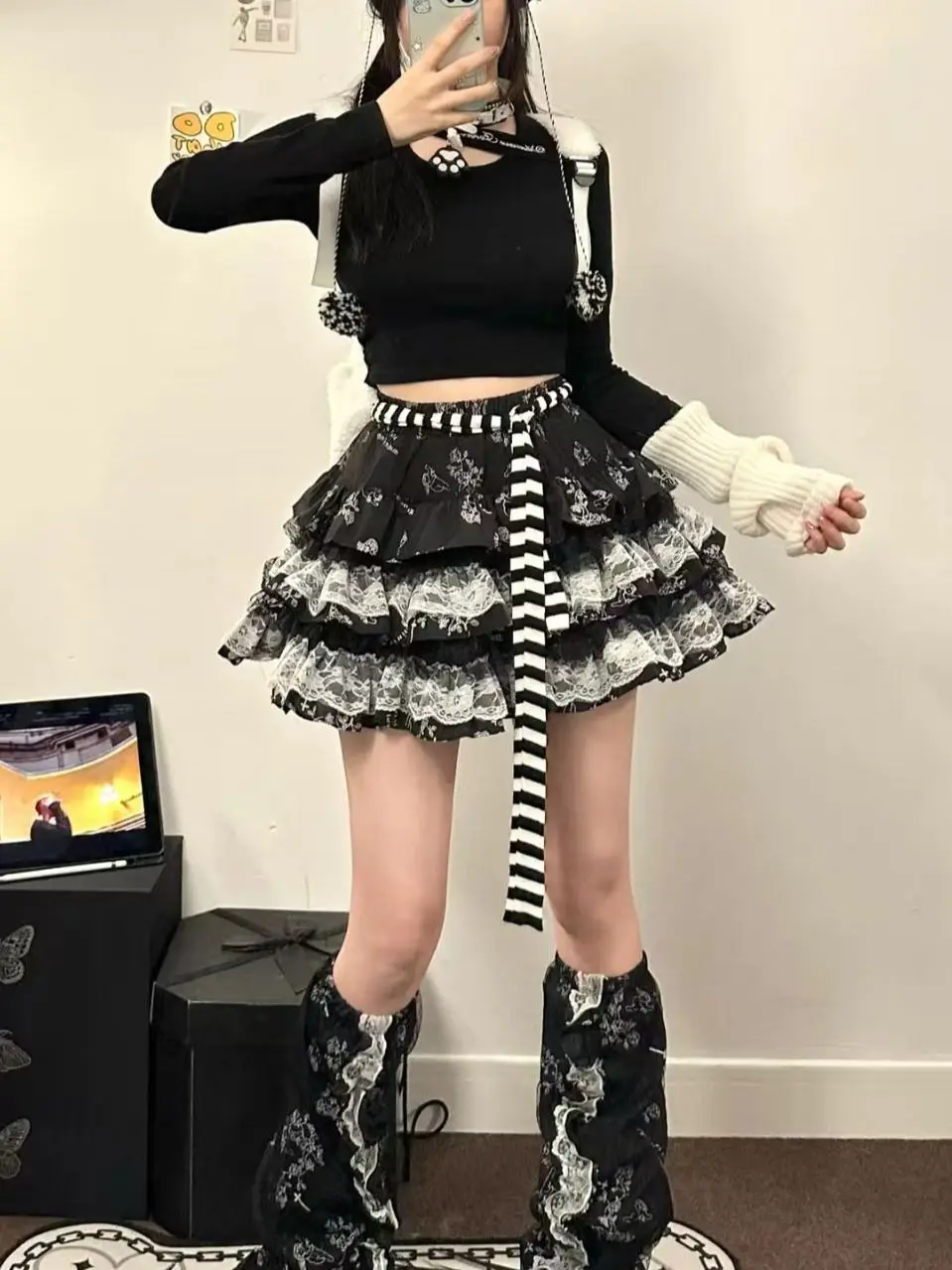 High Waist Anti-Light Women's Skirt Fall New Style Y2K Subculture Spicy Girl Cake Punk Desert Wind Half-length Skirt