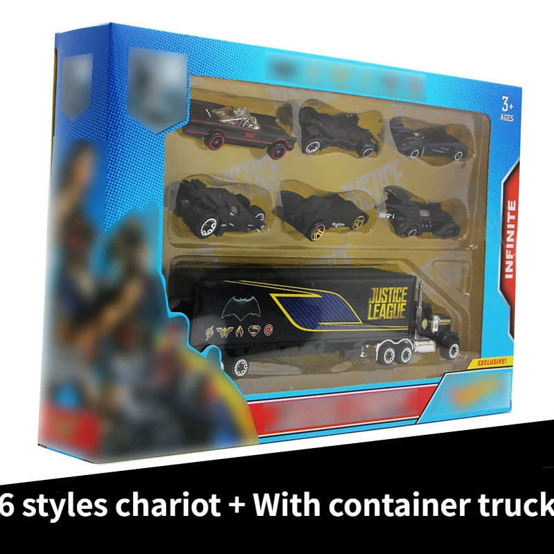 Bat Alloy Chariot Suit Toy 6 Styles Chariot with Container Truck Pocket Car Alloy Toy Car Model Metal Die-cast Toys Boy Gifts