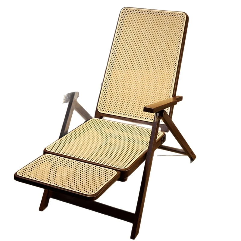 Foldable, rattan lunch lounge chair, home balcony, bamboo and rattan lounge chair