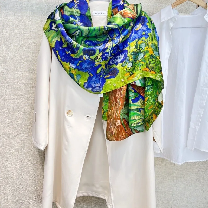 100% Mulberry Silk Scarf Long Scarf Shawl Wrap Women Gift Mother Lightweight Multicolor