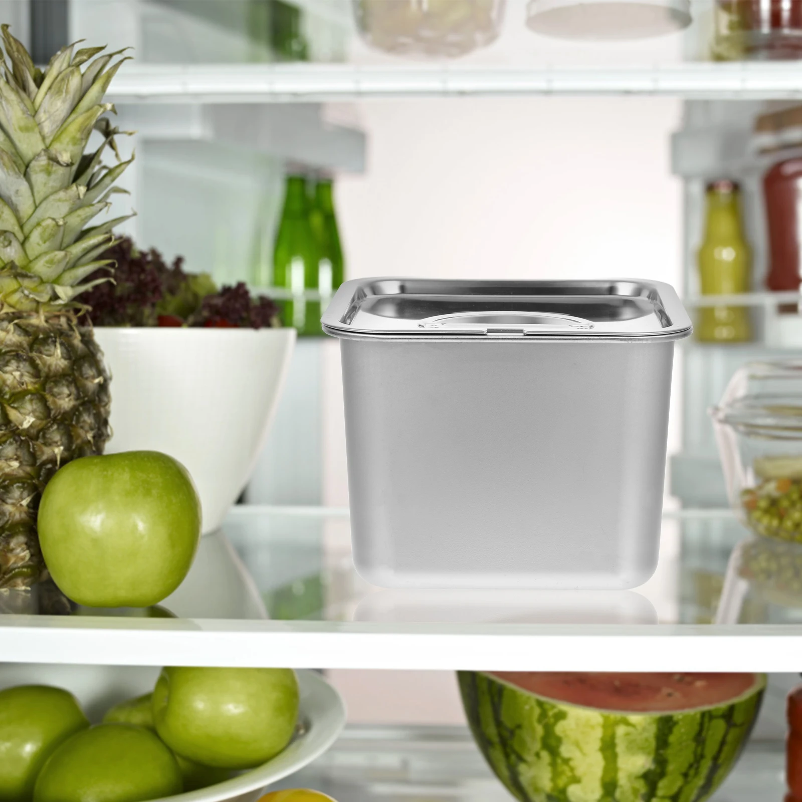 

Stainless Steel Ice Cream Container Large Capacity Airtight Storage for Homemade Ice Cream Yogurt Cold Desserts Freezer Food