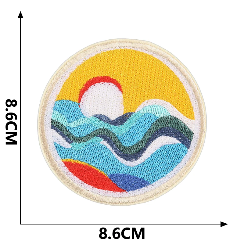 Patches für Jacken, Outdoor-Kleidung, Meereswellen, Naturlandschaft, Walstreifen, Parches, zum Aufbügeln, bestickter Stich, DIY-Designer, zum Aufnähen – Detail 23