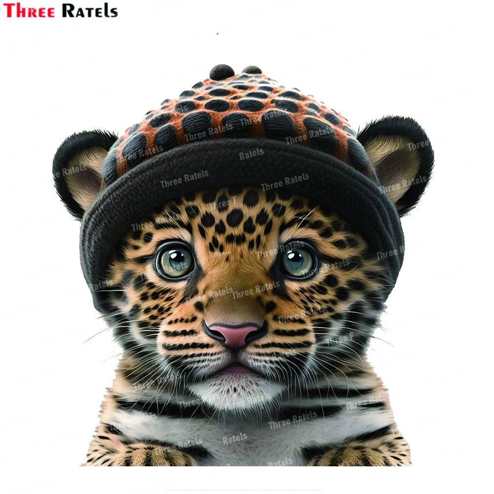 Three Ratels K772 Adorable Baby Saola Wearing a Beanie  AI Generated Art for Kids' Room Vinyl Waterproof Material