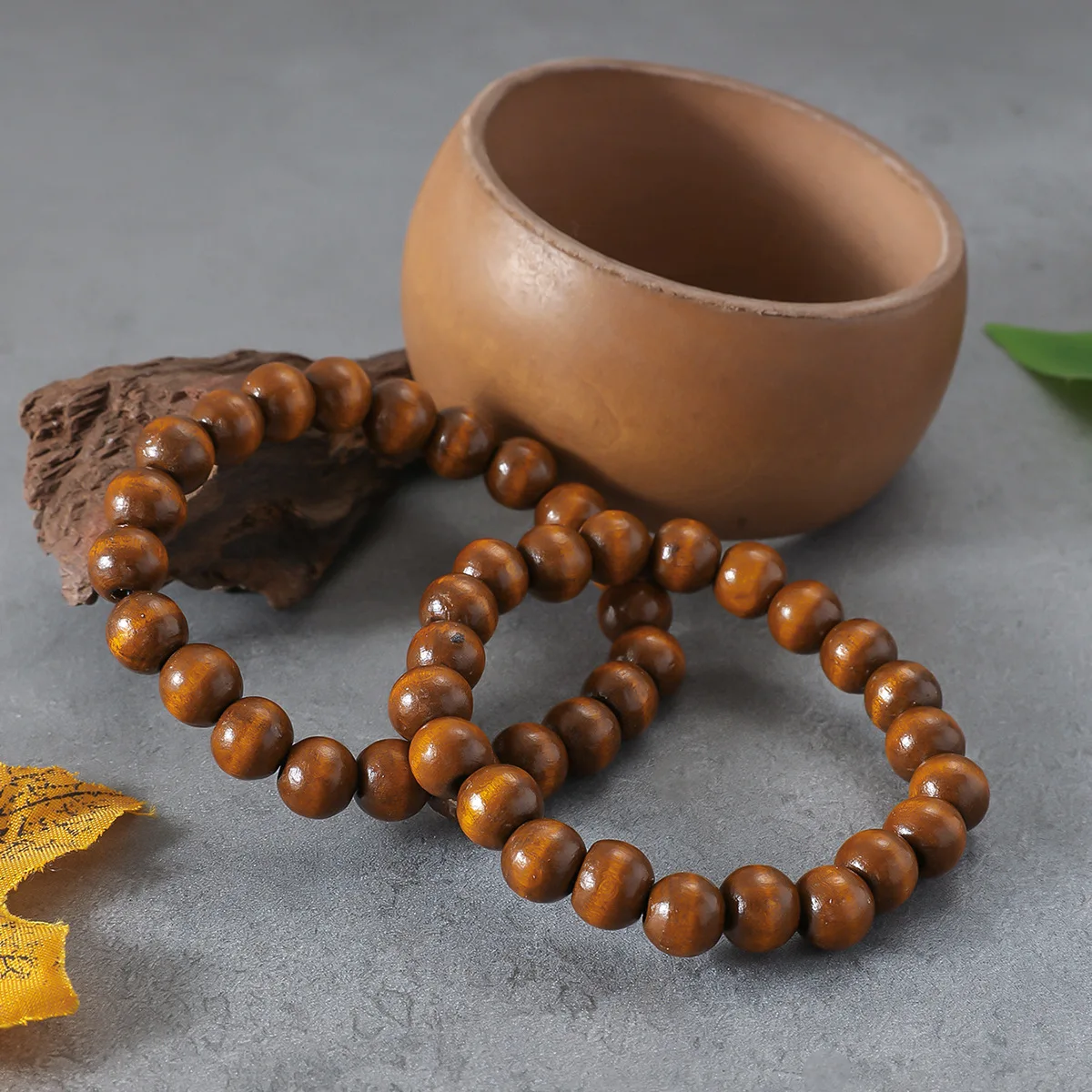 3 قطعة/المجموعة ميلارد خمر الشرير القهوة الأسود الخشب أساور موضة الهيب هوب الخرز الكرة هندسية أساور واسعة النساء الرجال سوار Je #4