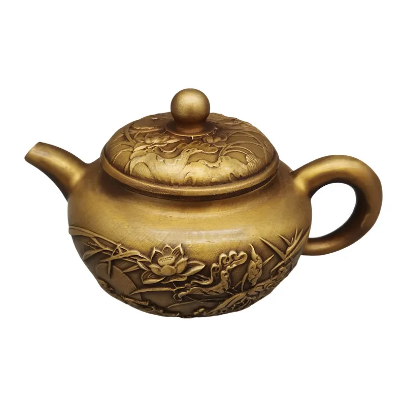 Antique Craftwork, Brass Relief Craft, Copper Teapot, Living Room Decorative Ornament