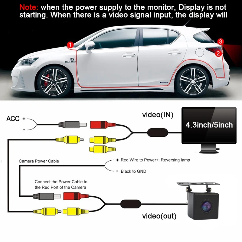Car Rear View Backup Camera Wide Degree 4.3