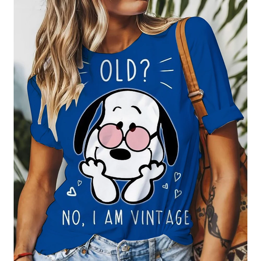 MINISO Snoopy 3D Print Women's T-Shirt Summer Fashion O-neck Loose Short Sleeve 2025 Fashion Streetwear Tops Women Clothing #6