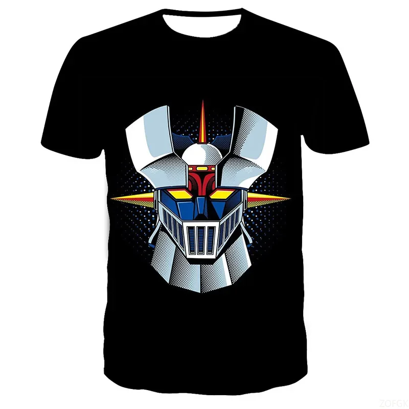 Mazinger Z-animated robot 3D printed boys' and girls' T-shirts, men's and women's fashionable short sleeved children's tops