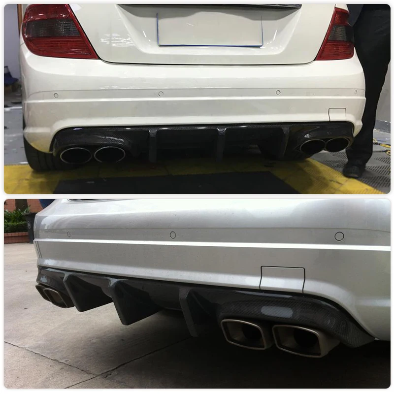 Carbon Fiber Rear Bumper Diffuser Lip Spoiler for Mercedes Benz C-Class W204 C63 AMG Sedan 2008-2011 FRP Rear Diffuser view 2
