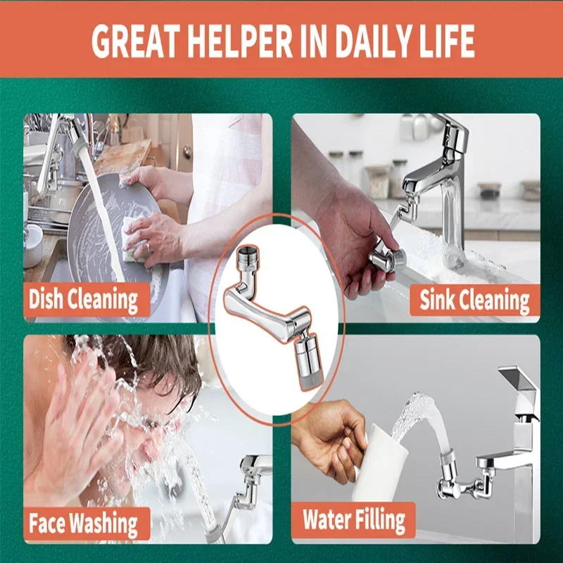 Faucet Extender Spatter Preventer Tool Extension Spout Swivel Multi-function Joint 1080° Universal Robotic Arm