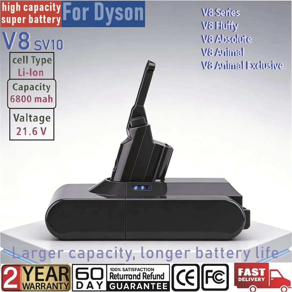 

Новая батарея VISET для серии Dyson V8, 21.6В 6.8Ач, сменная батарея для беспроводного ручного пылесоса Absolute.