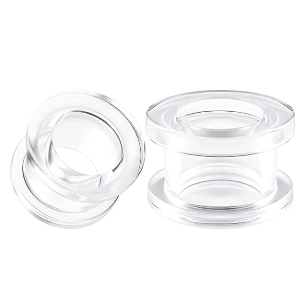 Clear Silicone Double Flared Saddle Piercing Jewelry Stretched Ear Plugs Earring Lobe Acrylic External Flesh Tunnel