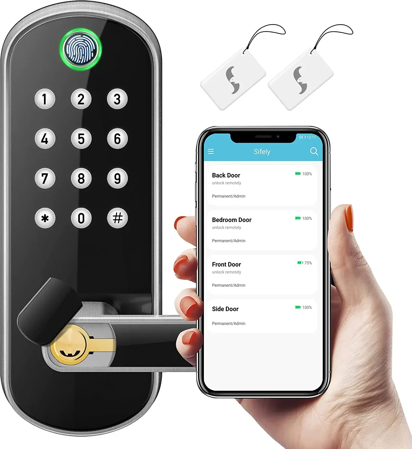 

Цифровой замок Smartier Security, биометрический интеллектуальный дверной замок без ключа с отпечатками пальцев, Tuya Wi-Fi