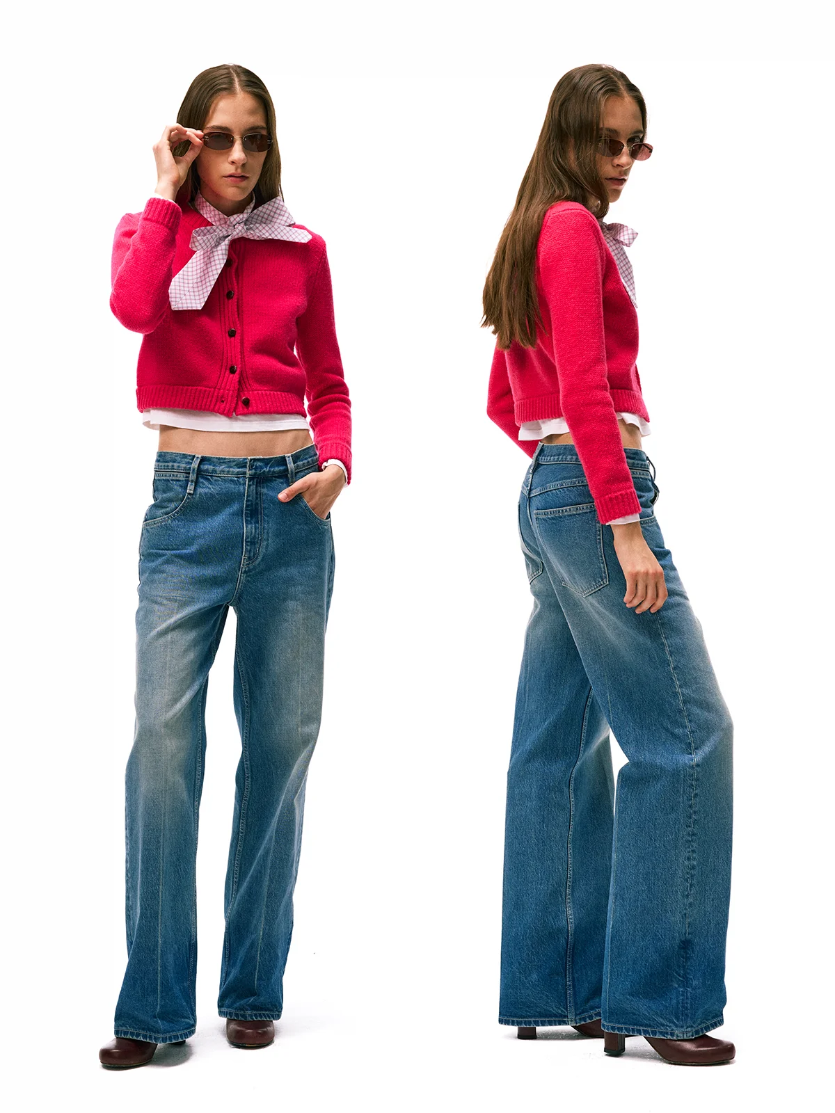 

Белые джинсы с талией в стиле ретро, свободные прямые хлопковые джинсовые брюки с застежкой-молнией на талии, повседневные однотонные дышащие брюки