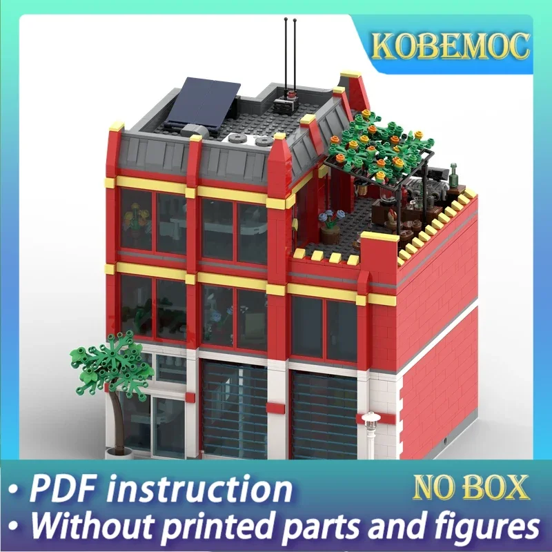 

Технические Moc Bricks, город, вид на улицу, модель пожарной станции, модульные строительные блоки, подарки, игрушки для детей, наборы «сделай сам», сборка