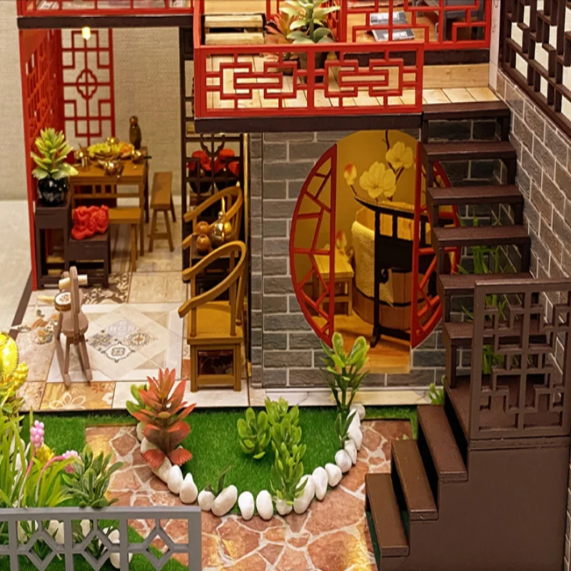 OUZEY Memory Lane Attic DIY، علوي خشبي عتيق ثلاثي الأبعاد، حرفة على الطراز الصيني للمراهقين #4