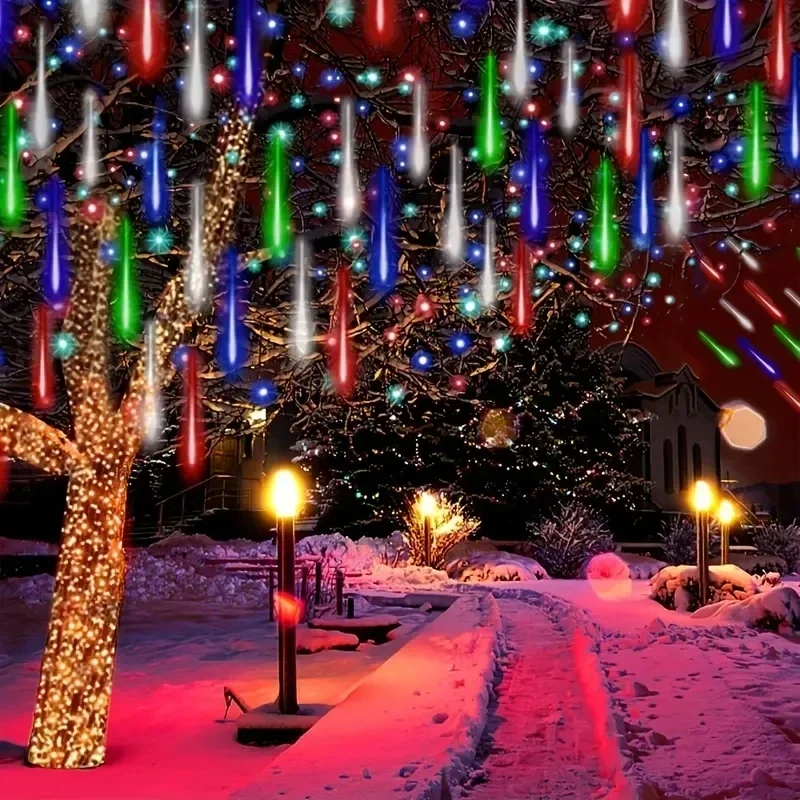32/24/16/8 Tubes Christmas Street Tree Decoration Meteor Shower Rain LED String Lights for Party New Year Wedding Decor navidad